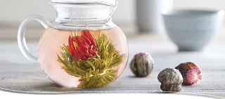 Green jasmine blooming/flowering tea 