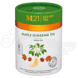 M21 Luxury Tea bags (12 bags) - Ginseng Maple Green - Canmore Tea Company